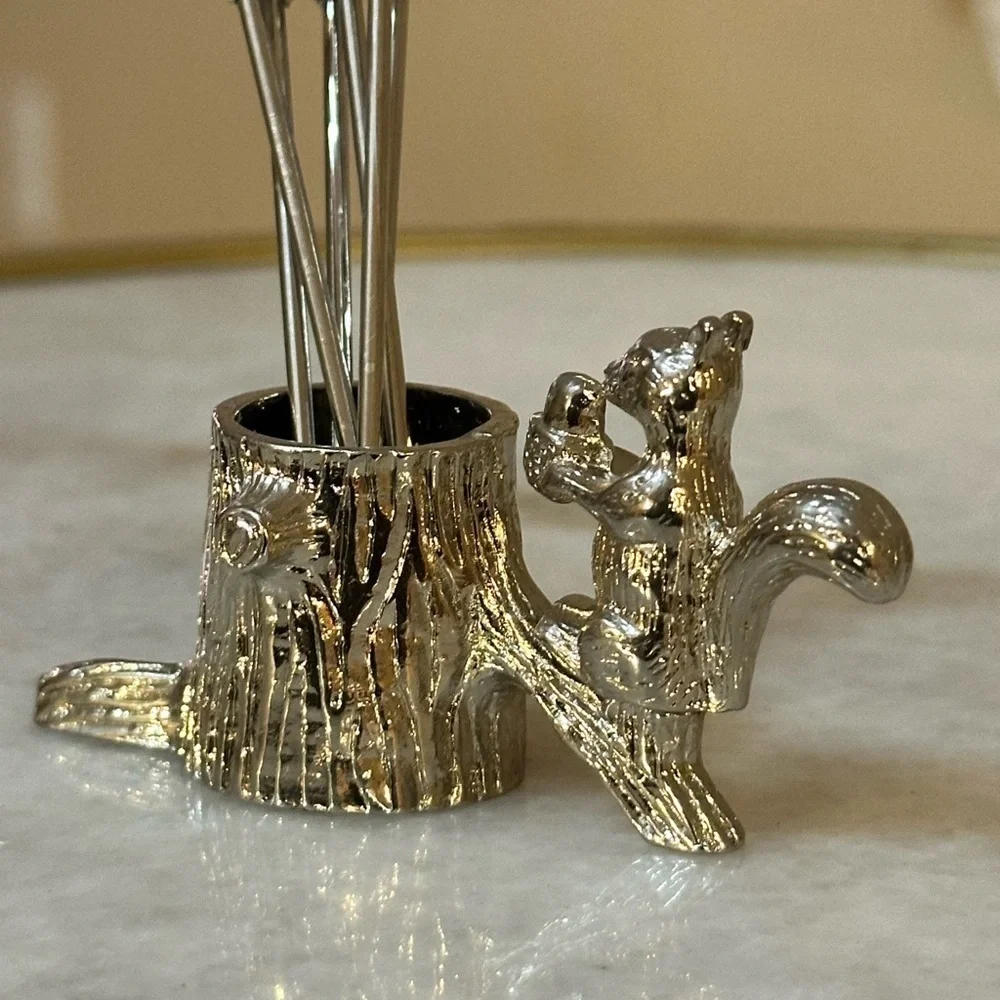 Silver Squirrel Cocktail Pick Holder
